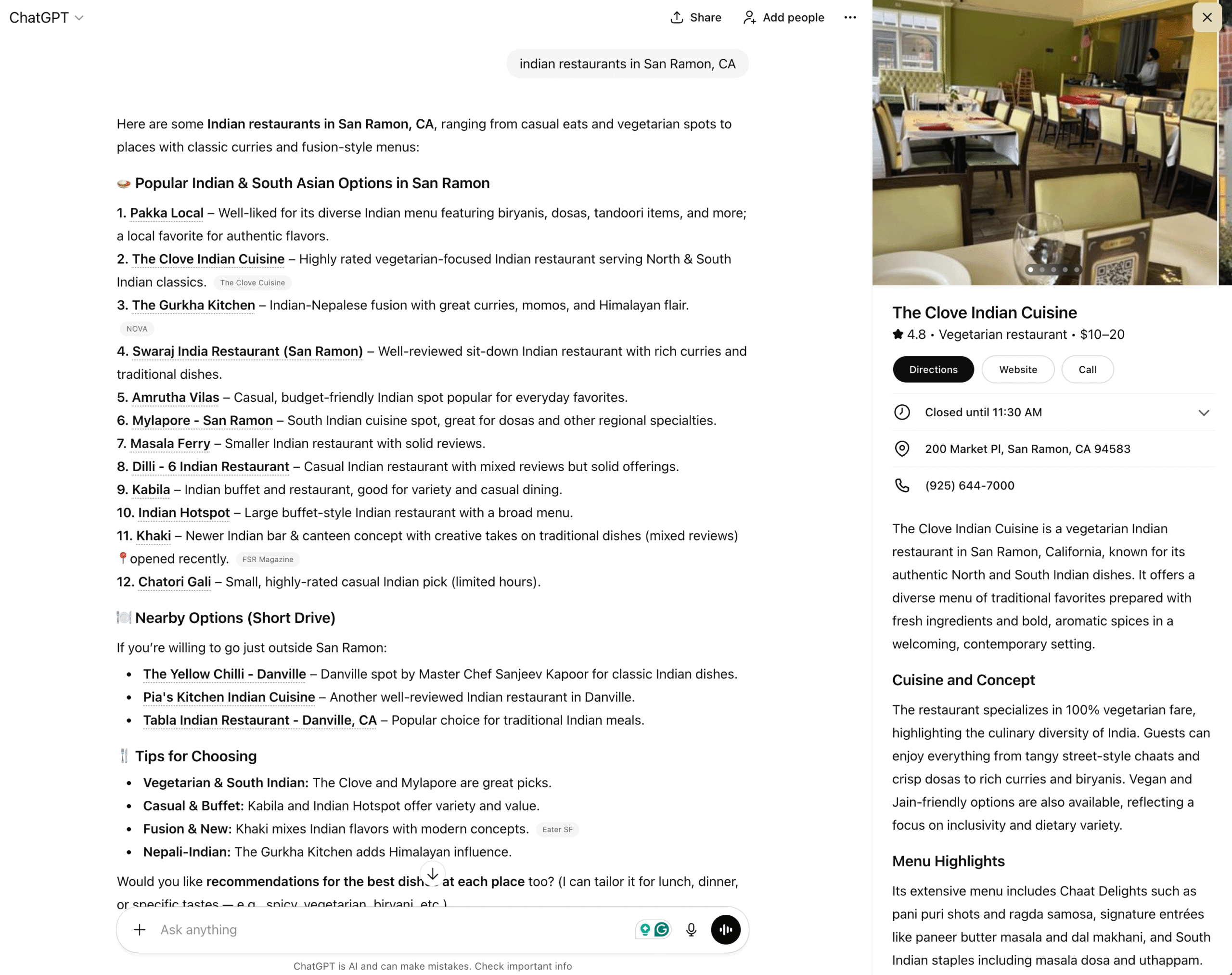 Local Knowledge Panels in ChatGPT