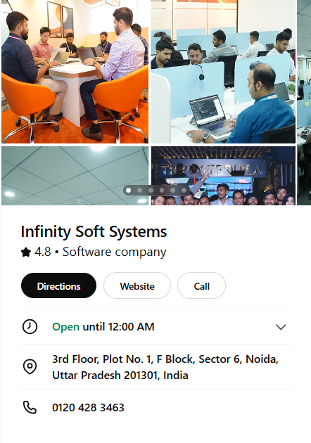 Infinity Soft Systems business details in a local knowledge panel